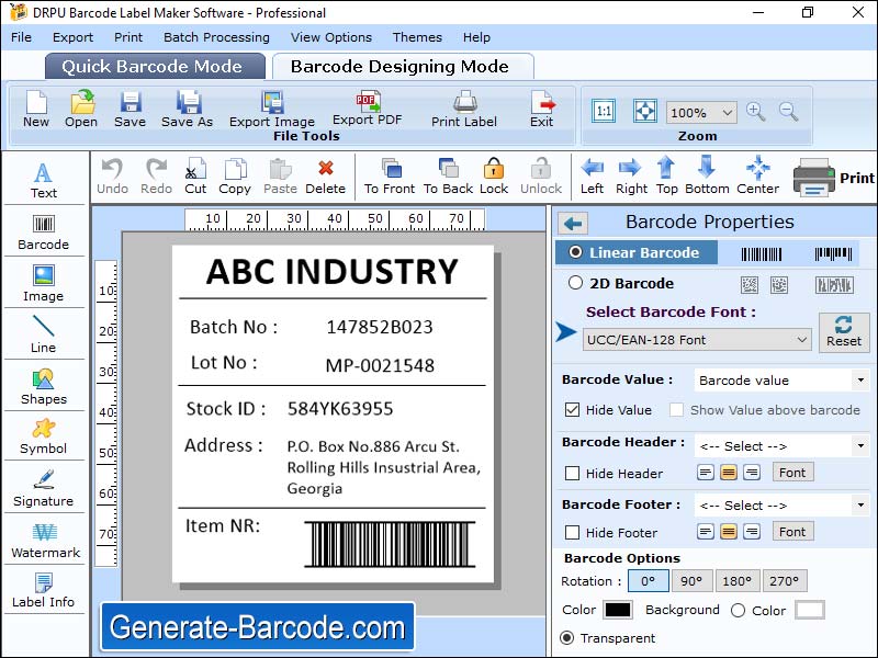 Captura de pantalla de Barcode Label Maker Software