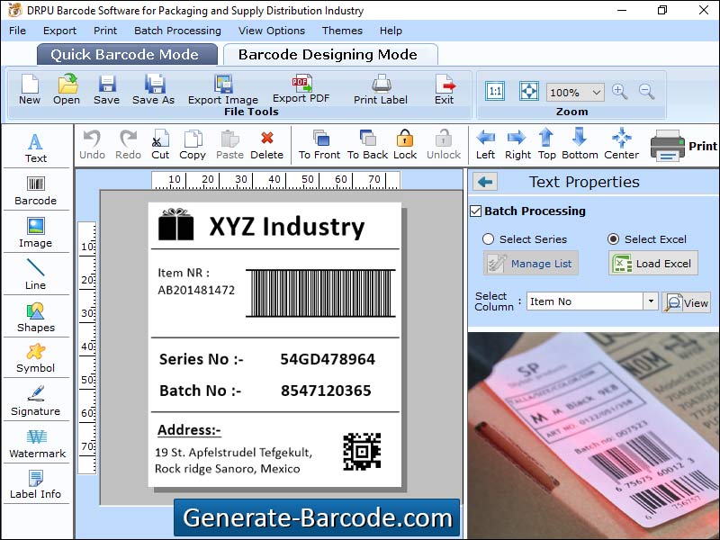 Captura de pantalla de Packaging Barcode Software