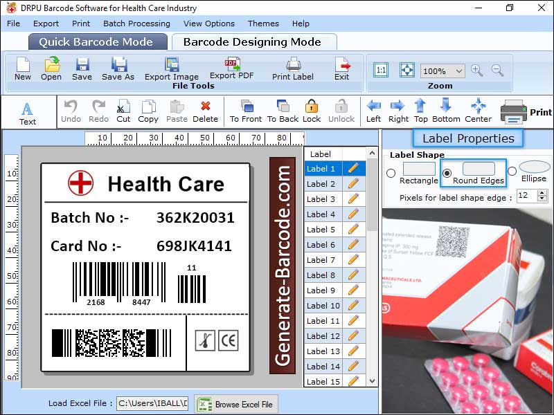 Captura de pantalla de Healthcare Industry Barcode Software