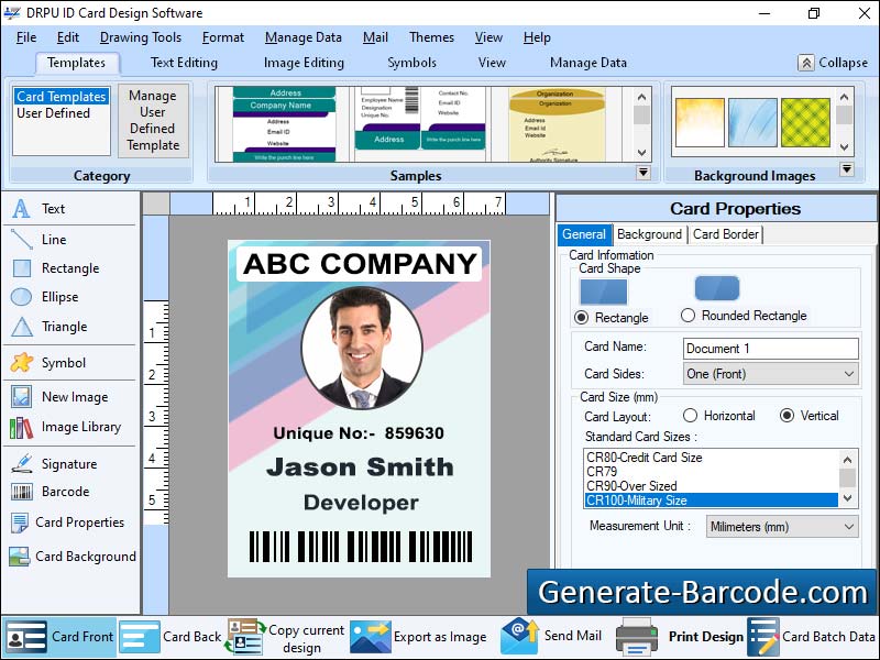 Captura de pantalla de ID Card Design Software