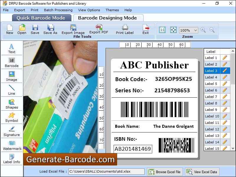 Captura de pantalla de Publisher Library Barcode Software