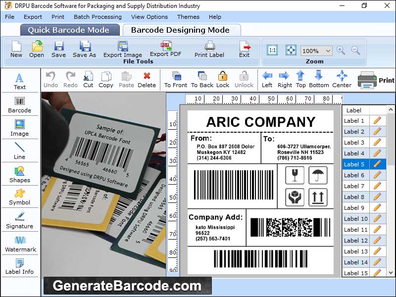 Captura de pantalla de Packaging Barcodes Software