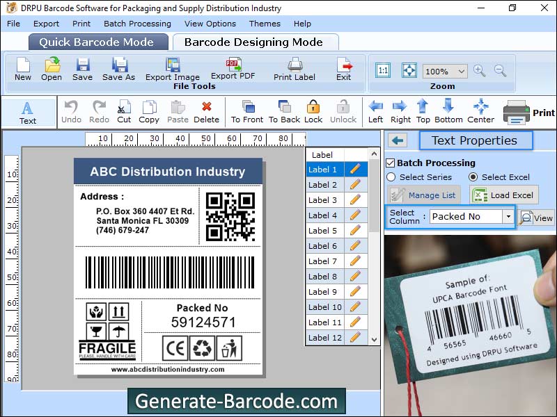 Captura de pantalla de Packaging Barcode Application