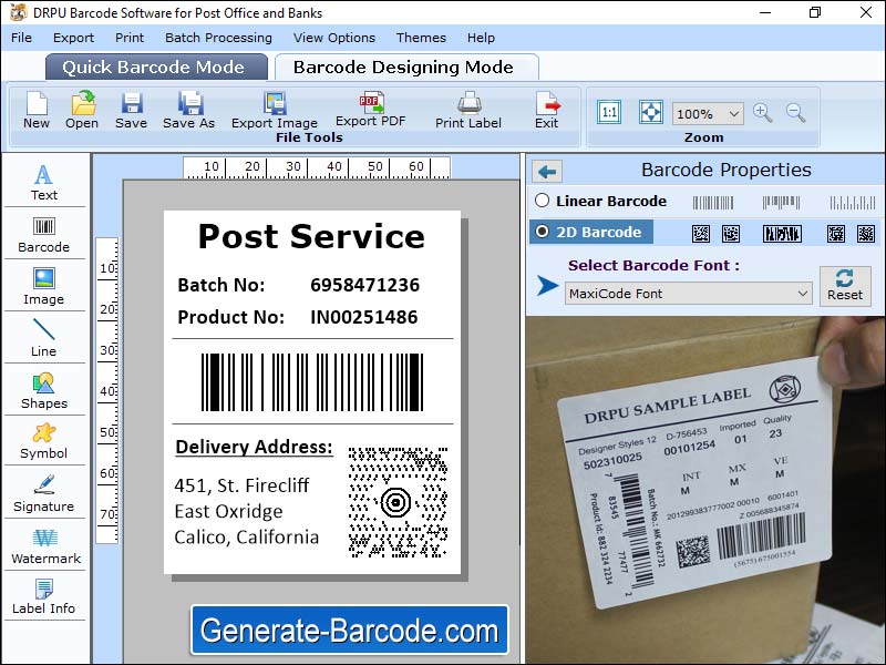 Captura de pantalla de USPS Barcode Software
