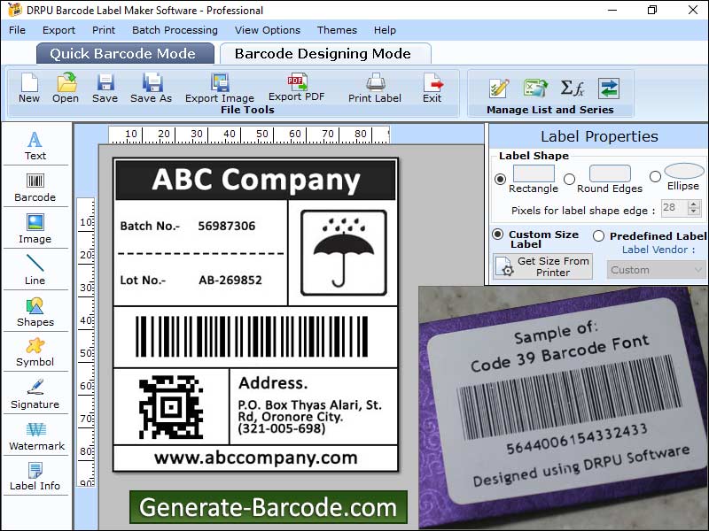 Captura de pantalla de Barcode Design Software