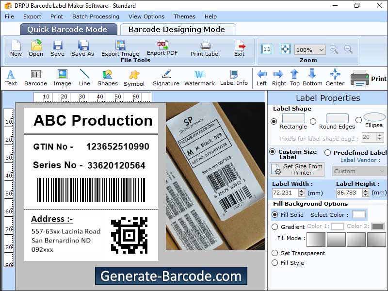 Captura de pantalla de Standard Barcode Software