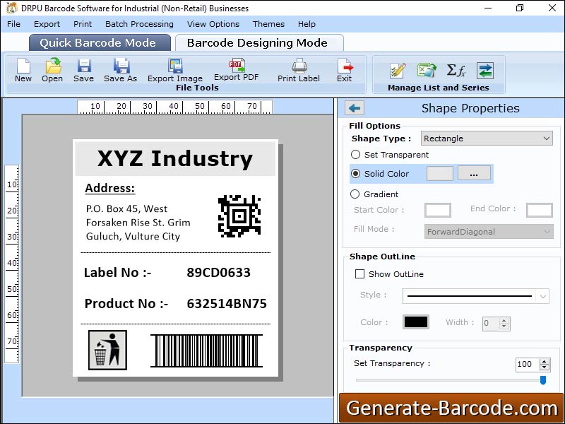 Captura de pantalla de Industrial Barcode Label Creator