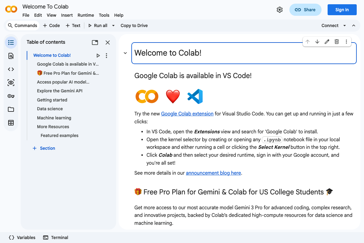 Captura de pantalla de Google Colab