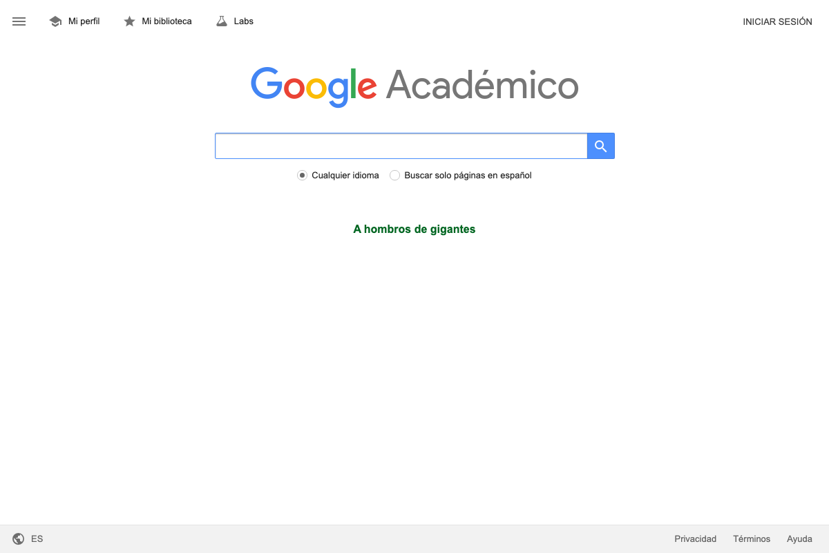 Captura de pantalla de Google Scholar