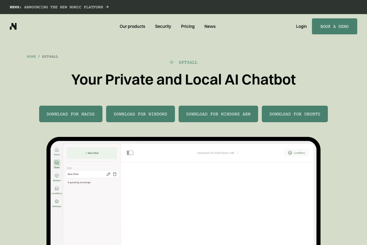 Captura de pantalla de GPT4All