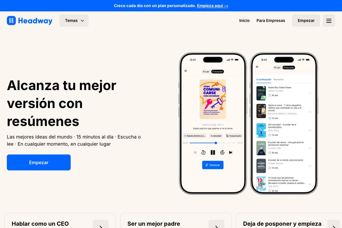 Captura de pantalla de Headway