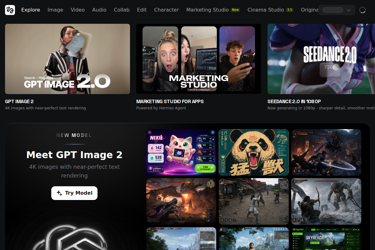 Captura de pantalla de Higgsfield AI