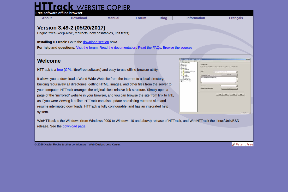 Captura de HTTrack