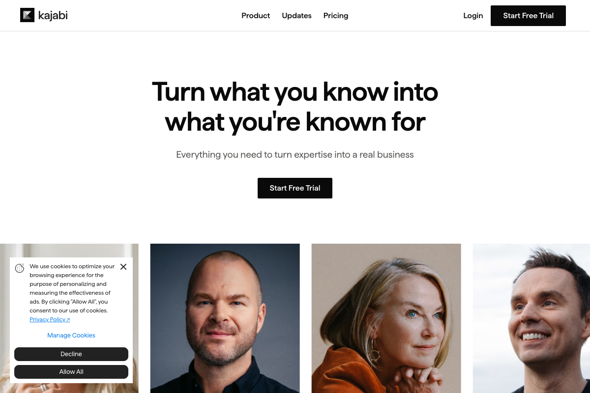 Captura de pantalla de Kajabi