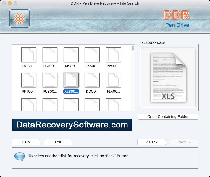 Captura de pantalla de Memory Cards Mac Recovery Software