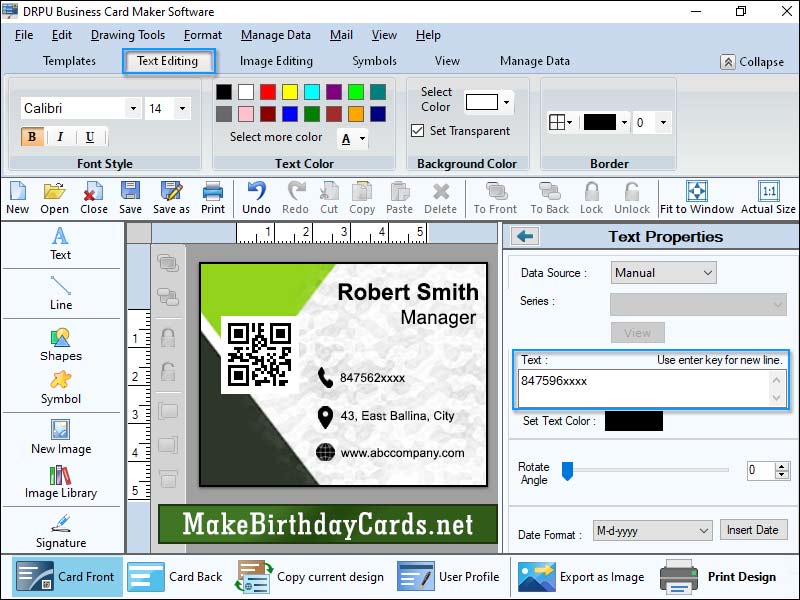 Captura de pantalla de Business Cards Designing Software