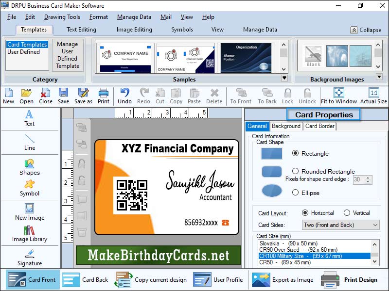 Captura de pantalla de Print Business Card Software