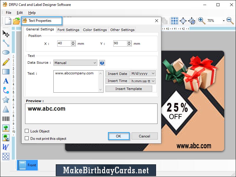Captura de pantalla de Creating Birthday Card Software
