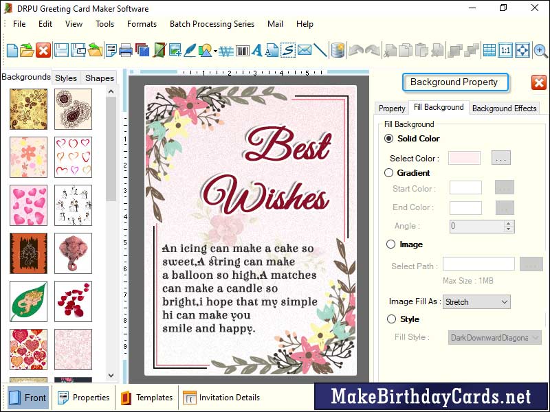 Captura de pantalla de Greeting Card Designer Tool