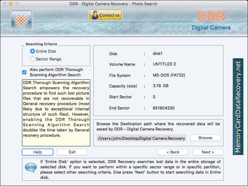 Captura de pantalla de Photo Recovery Software Mac