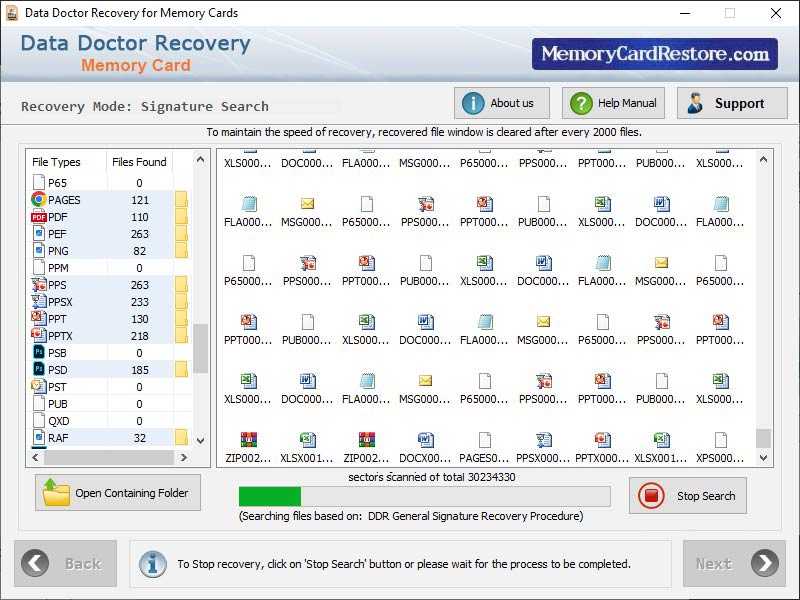 Captura de pantalla de SDHC Card Recovery Software