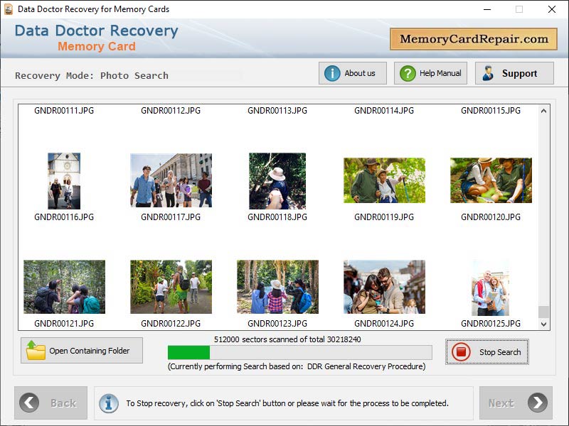 Captura de pantalla de Memory Card Data Repair Tool