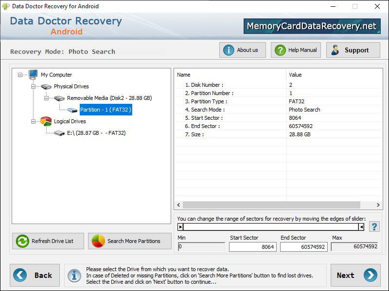 Captura de pantalla de Android Files Recovery Software