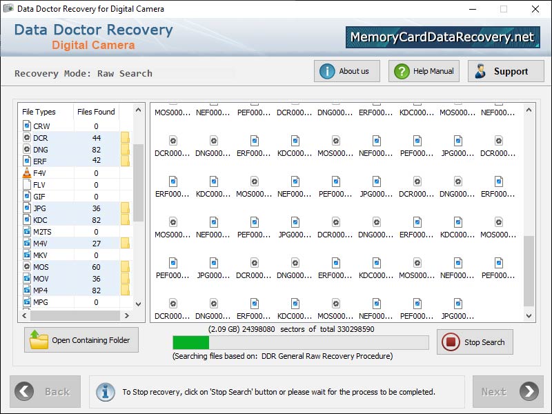 Captura de pantalla de Digital Camera Data Recovery
