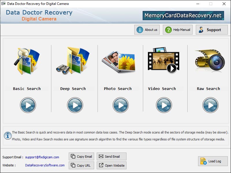 Captura de pantalla de Camera Data Recovery Application