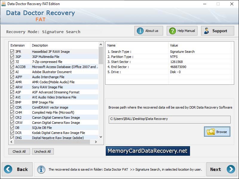 Captura de pantalla de Fat Data Recovery App