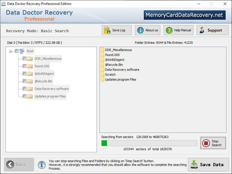Captura de pantalla de Data Recovery Software Memory Card