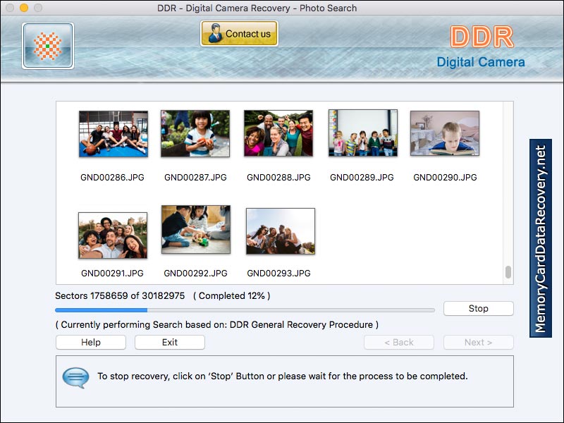Captura de pantalla de Mac Digital Camera Data Recovery
