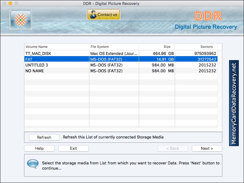 Captura de pantalla de Digital Picture Recovery Mac