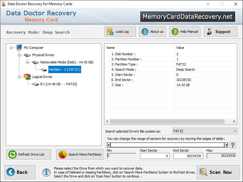 Captura de pantalla de Memory Card Data Restore