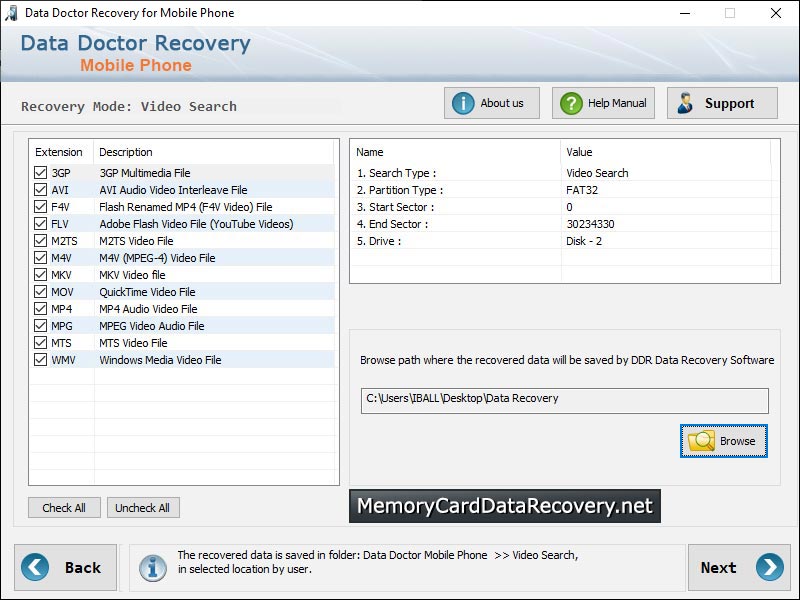 Captura de pantalla de Mobile Phones Data Restore Software