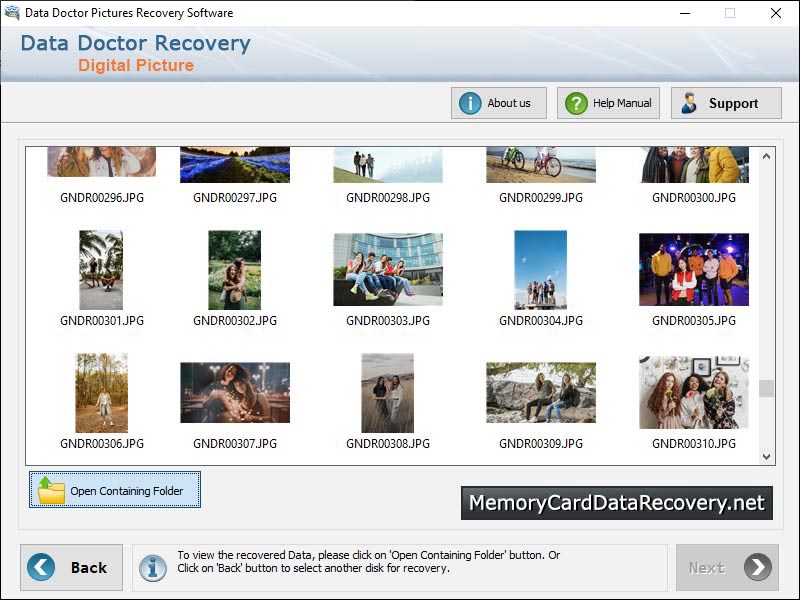 Captura de pantalla de Digital Picture Recovery Program