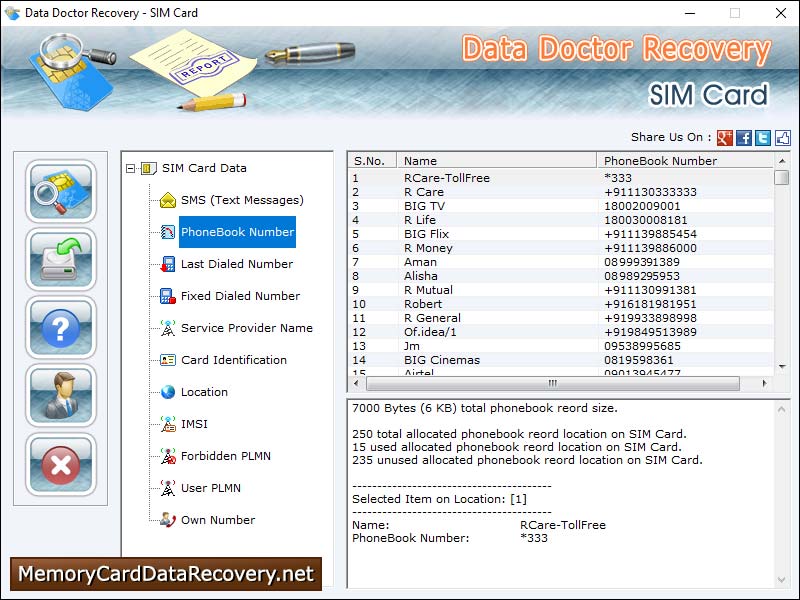 Captura de pantalla de Sim Card Data Recovery App