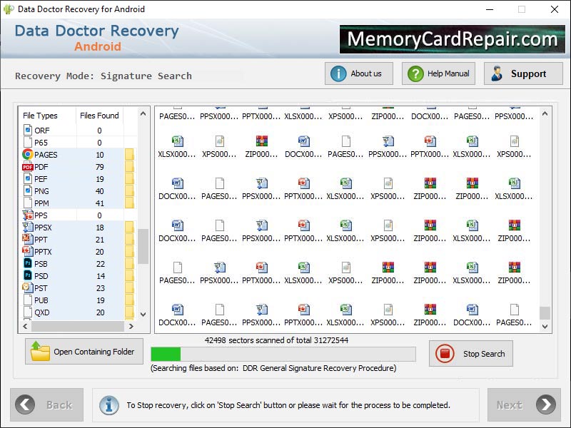 Captura de pantalla de Android Files Repair Software