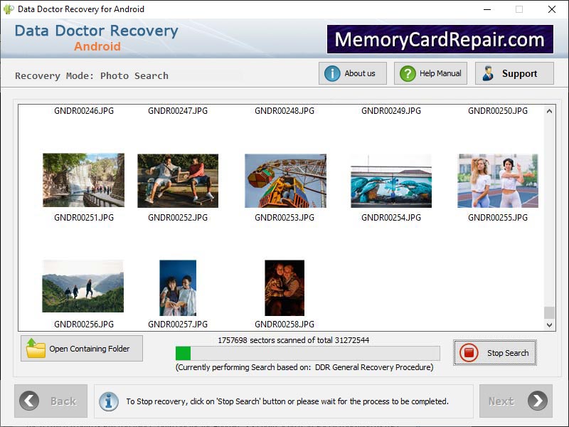 Captura de pantalla de Android Data Restore App