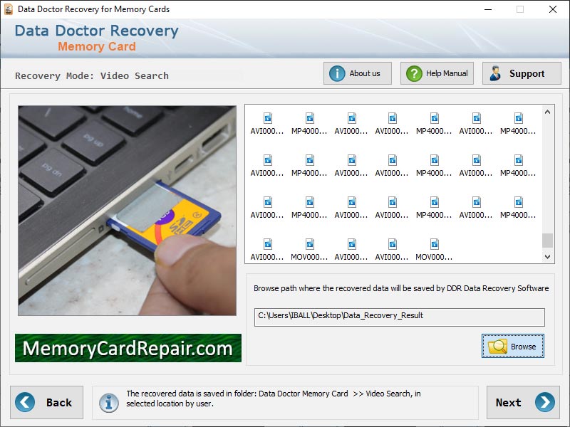 Captura de pantalla de Download Memory Card Repair