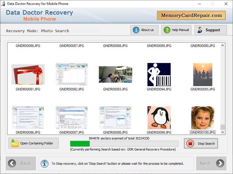 Captura de pantalla de Mobile Phone Restore Software