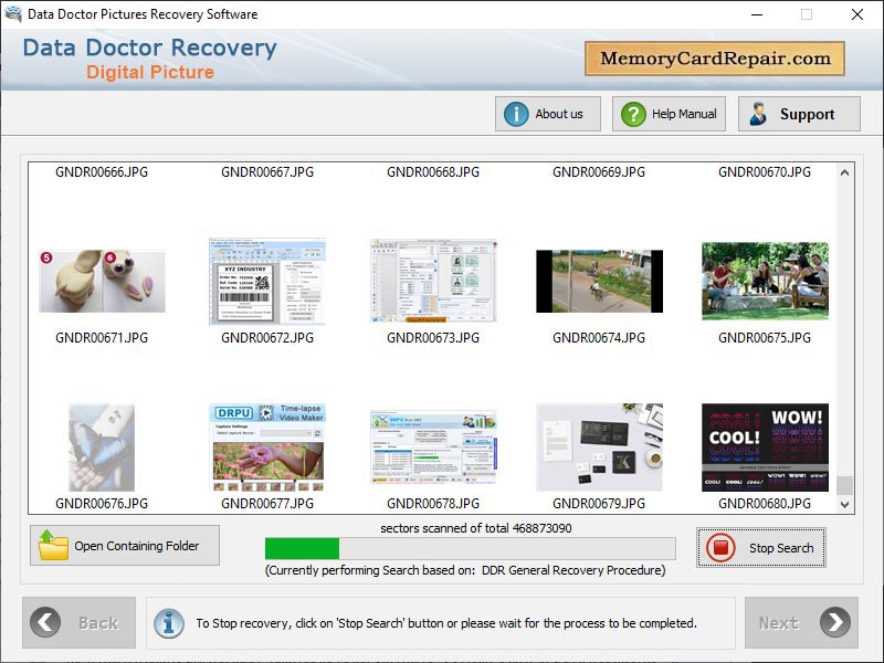 Captura de pantalla de Digital Picture Recovery Software