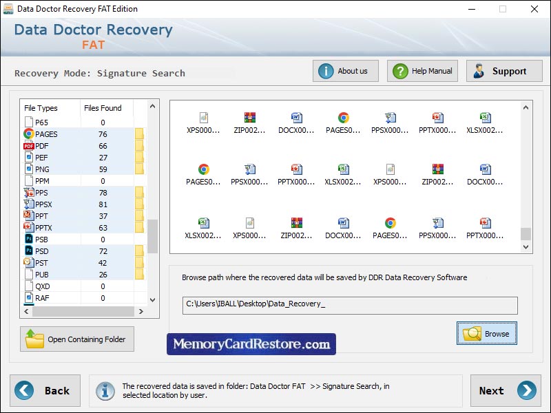 Captura de pantalla de FAT Data Restore Software