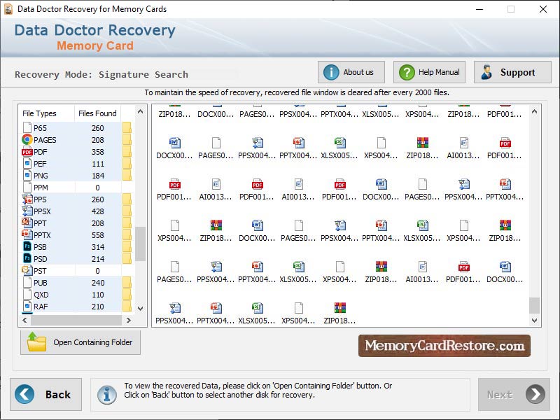 Captura de pantalla de Memory Card Recovery Application