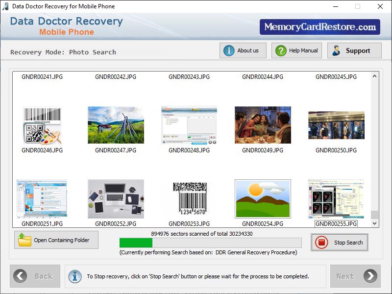 Captura de pantalla de Mobile Phone Data Recovery Program