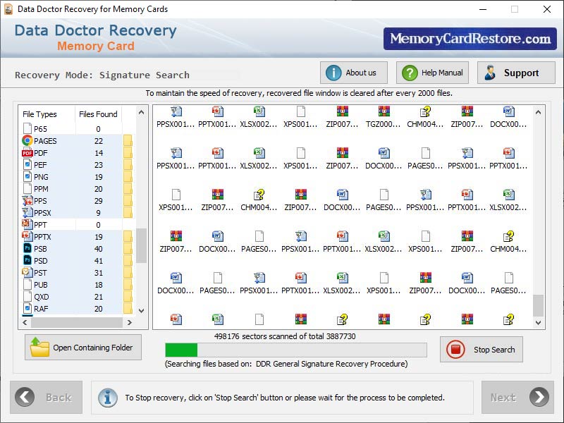 Captura de pantalla de Card Data Restore Software