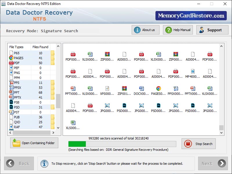 Captura de pantalla de NTFS Data Restore Software
