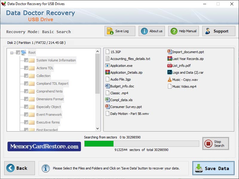 Captura de pantalla de Pen Drive Restore Software