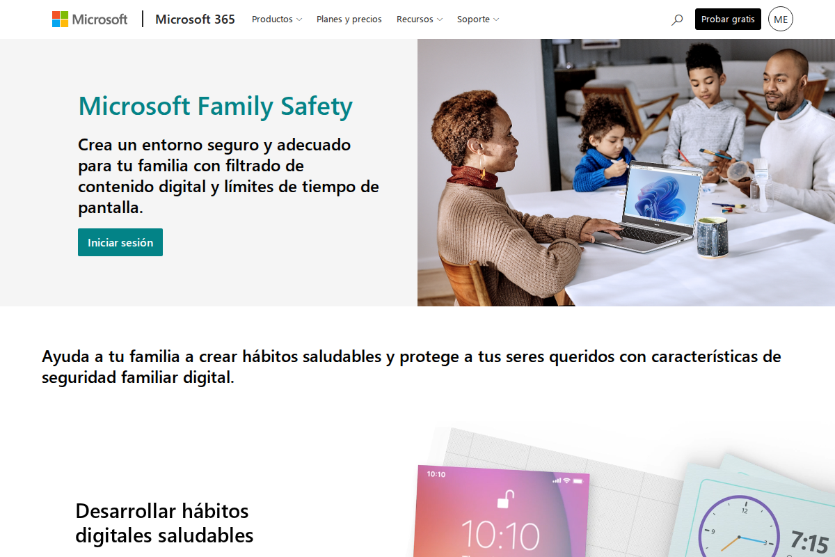 Captura de pantalla de Microsoft Family Safety