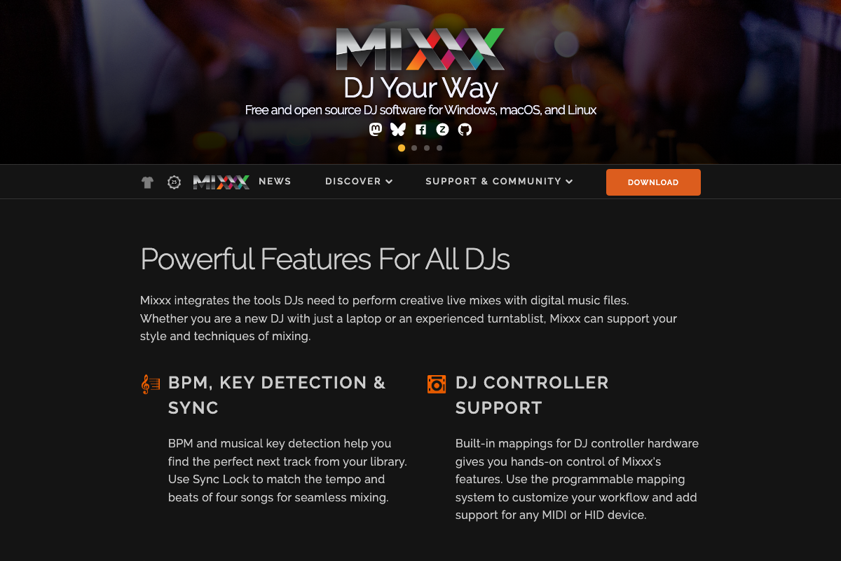 Captura de pantalla de Mixxx